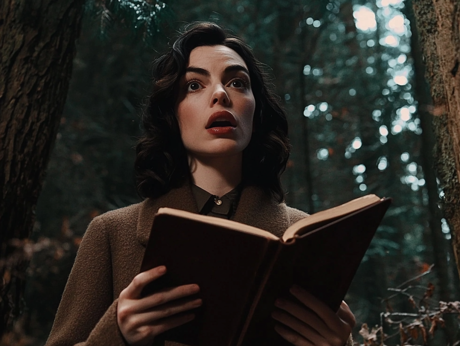 Łoś zbliża się do kobiety, a ona postanawia za nim podążyć