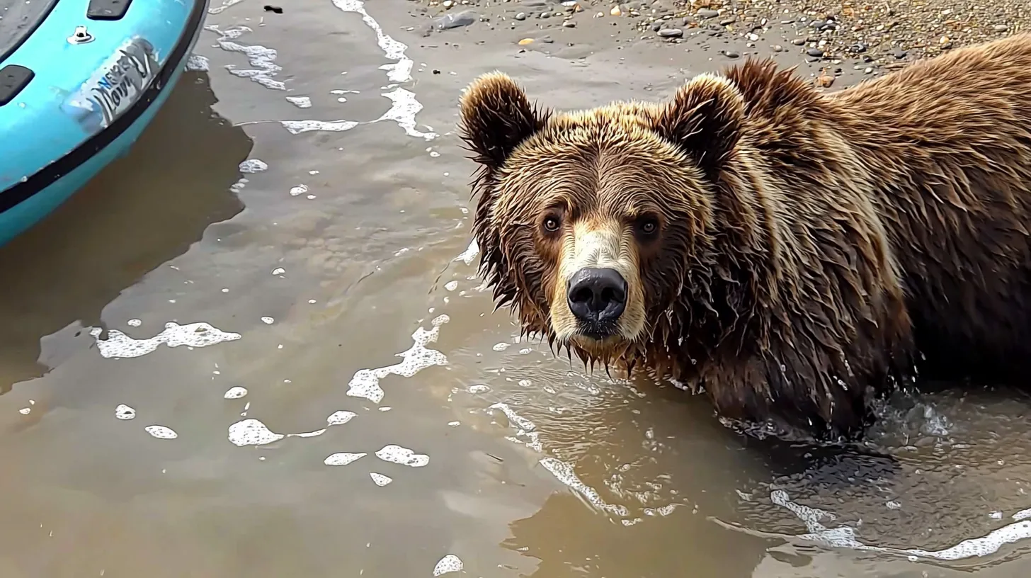 Woman Follows Bear into the Sea After It Approaches Her on the Beach