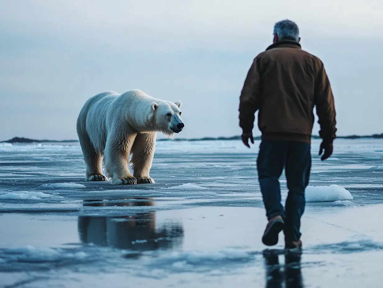 Myślał, że jest sam na lodzie - dopóki nie pojawił się gigantyczny niedźwiedź polarny