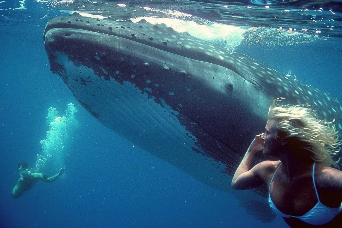 La balena gigante non lascia in pace il subacqueo - Poi si accorge del motivo terrificante