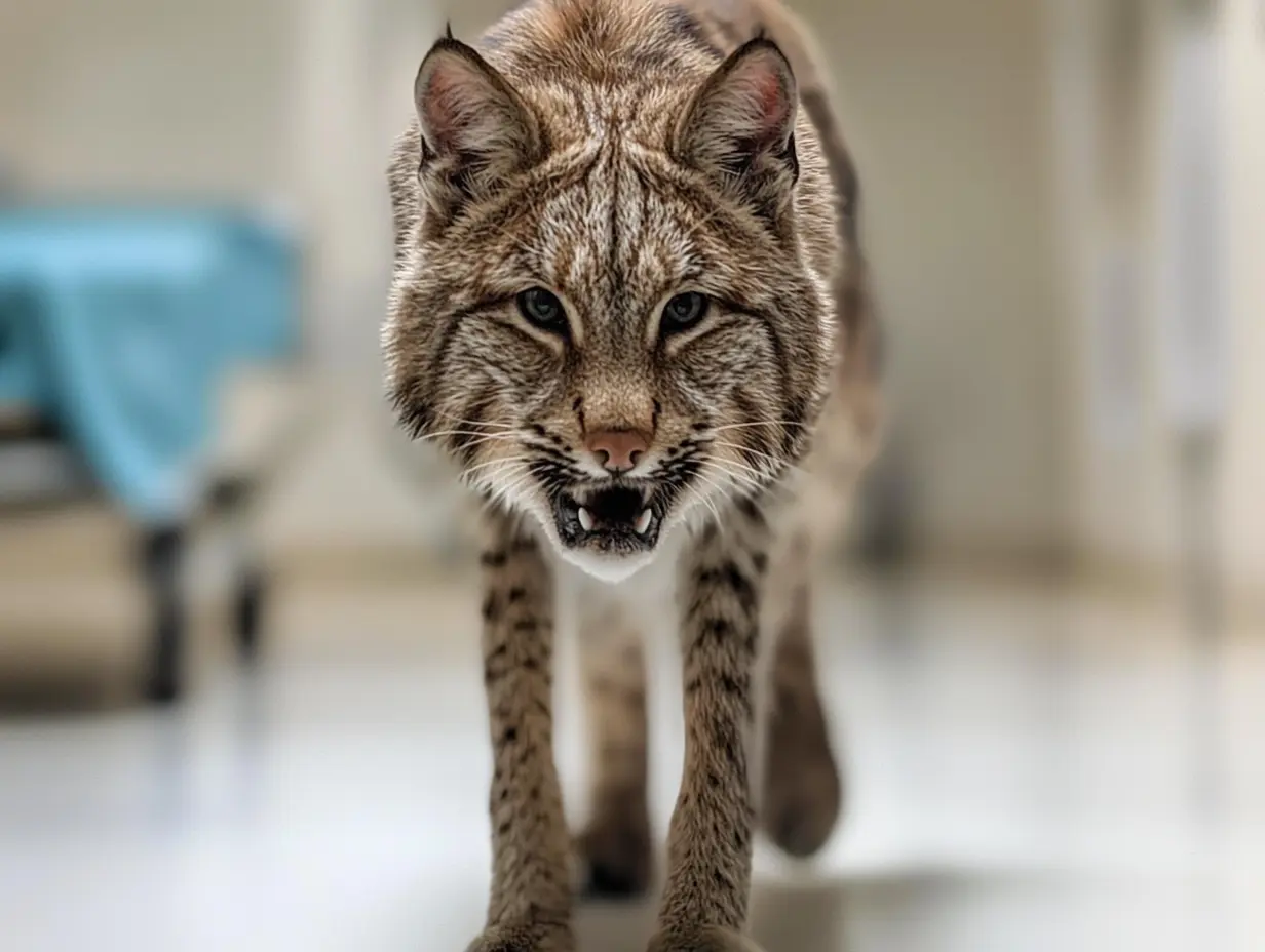 Bobcat irrompe in ospedale: l'infermiera è in lacrime per ciò che porta in bocca