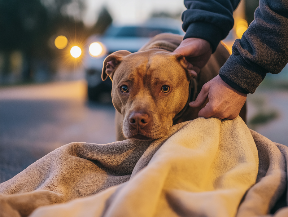 Cane che piange si rifiuta di lasciare la coperta. La donna chiama immediatamente il 911 quando vede ciò che sta custodendo