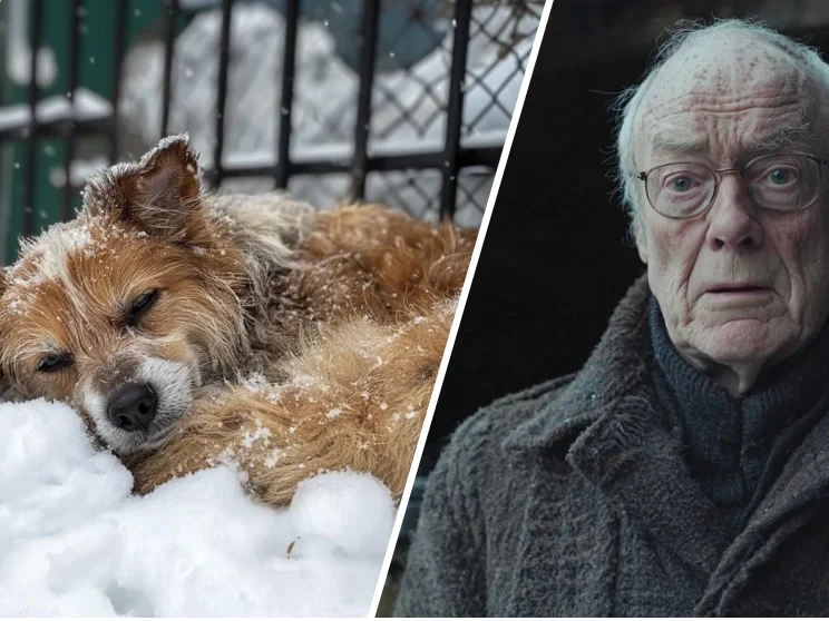 Un uomo trova un cane sull'orlo del congelamento, ma quello che nascondeva sotto la pancia è incredibile!