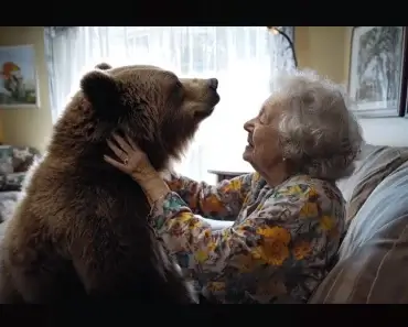 Questa anziana signora vive insieme a un orso bruno