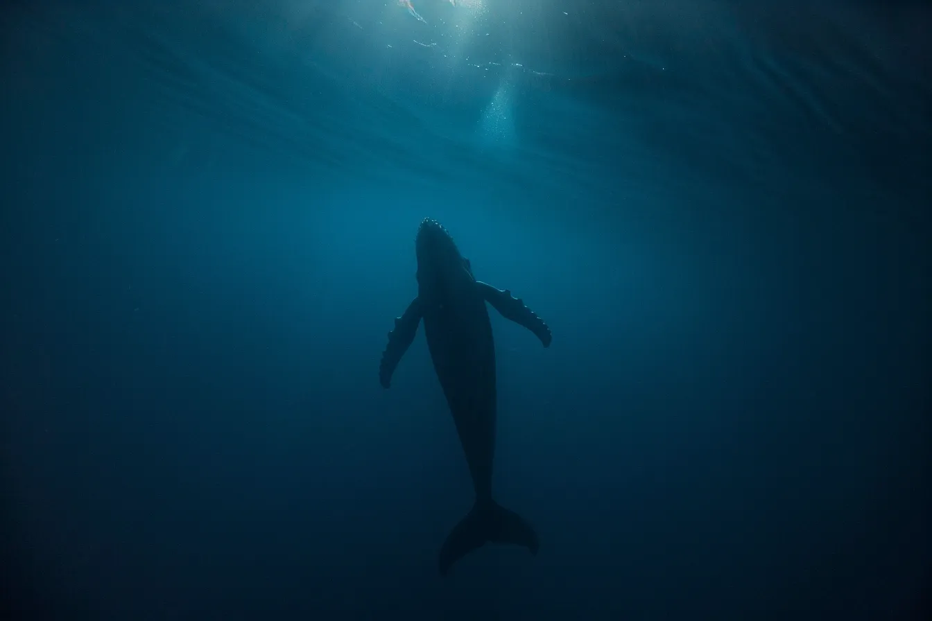 La balena gigante non lascia in pace il subacqueo - Poi si accorge del motivo terrificante