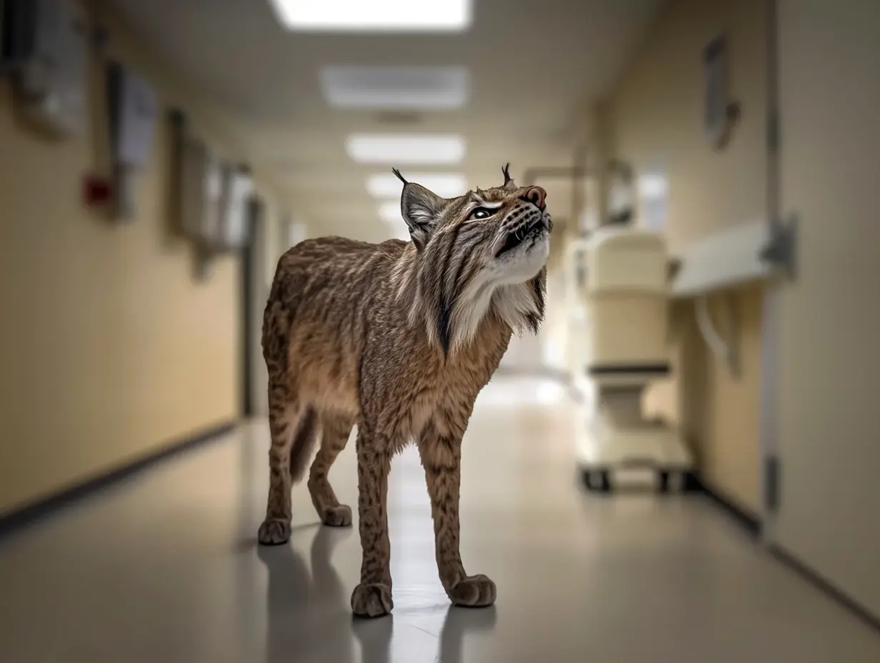 Bobcat irrompe in ospedale: l'infermiera è in lacrime per ciò che porta in bocca