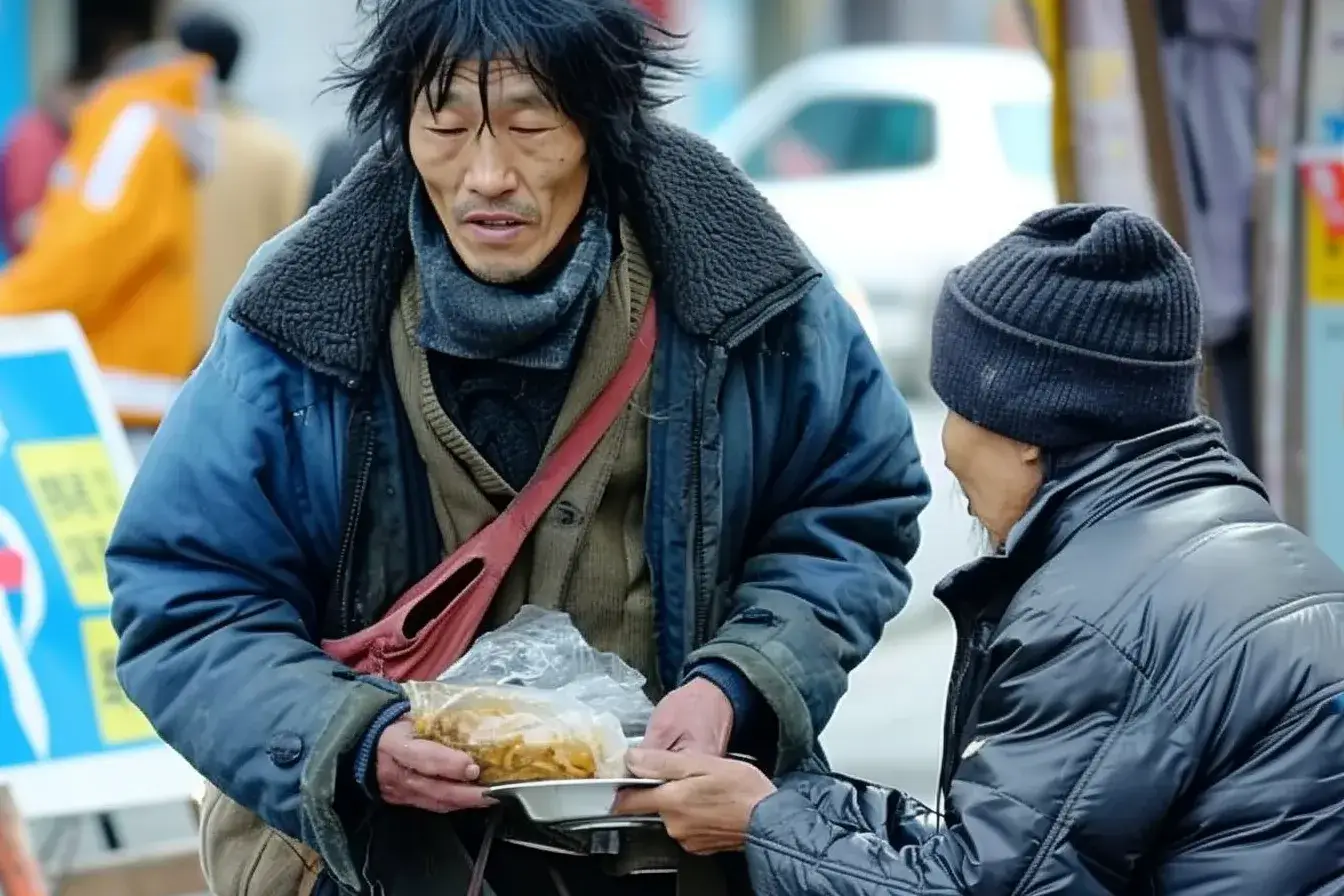 한 웨이트리스는 자신이 음식을 제공하고 있는 노숙자가 실제로 누구인지 알고 나서 크게 충격을 받았습니다