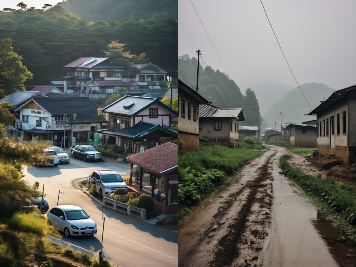 숨겨진 세계가 드러나다: 남북한의 놀라운 대조를 폭로한 사진작가