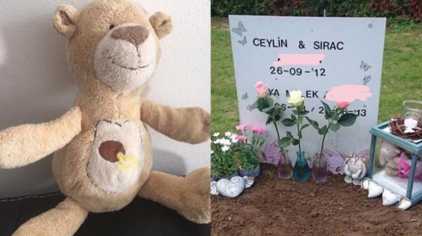 Dit Teddybeertje is van een graf geroofd. Hij waakte over drie overleden kindjes! Wie kan helpen?