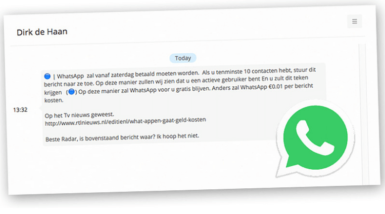 PAS OP: 'WhatsApp wordt betaald'-nieuws is een hoax! Delen svp!