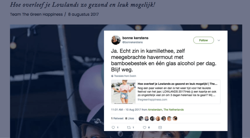 Gezonde Lowlands-tips van 'The Green Happiness' vallen niet in goede aarde..