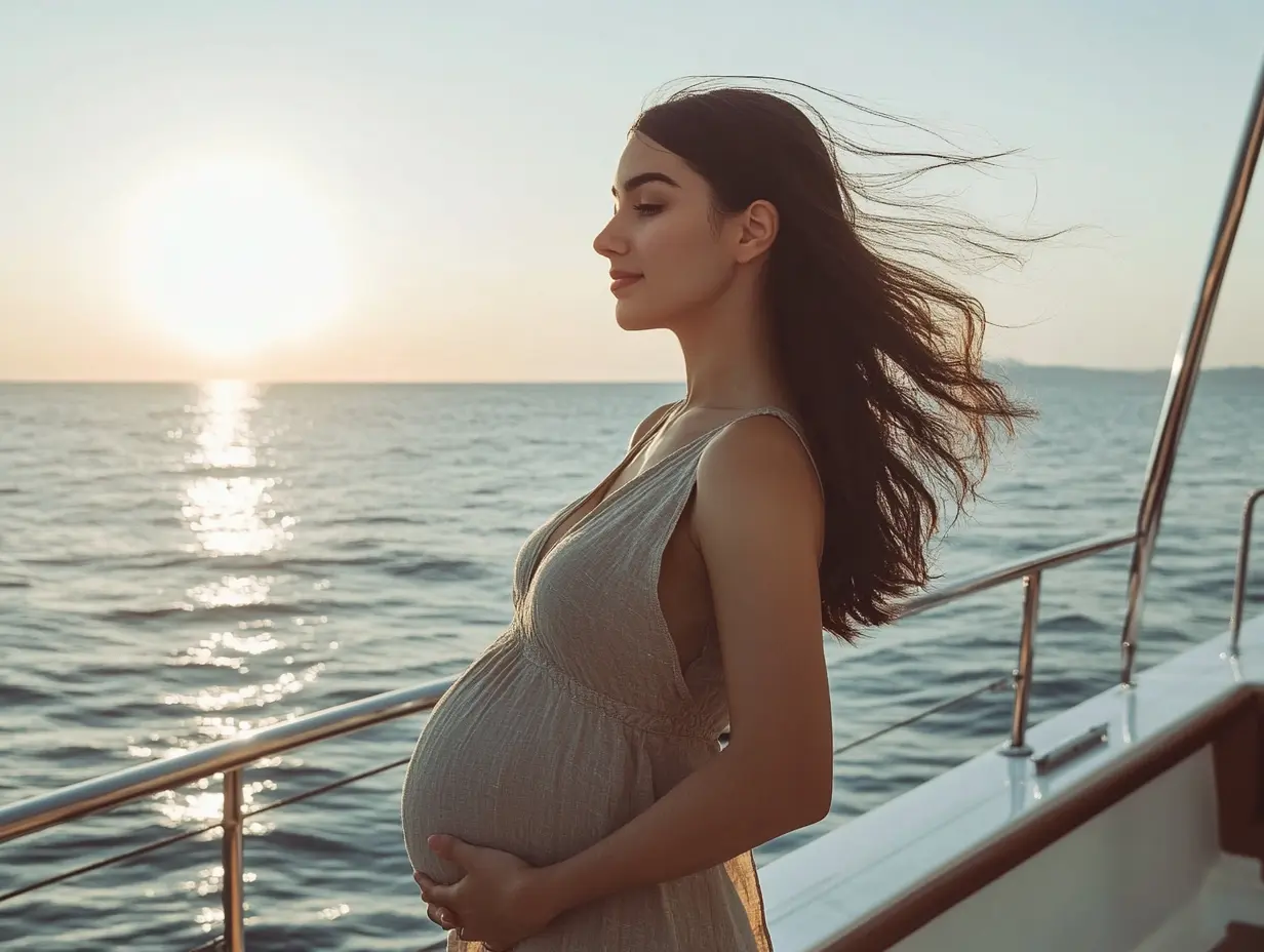 Man fotografeert zijn zwangere vrouw aan boord van een jacht - dan ziet hij iets onwerkelijks op de achtergrond.