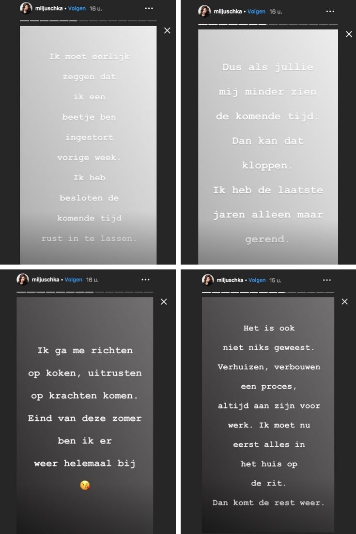 Miljuschka videostills Instagram stories