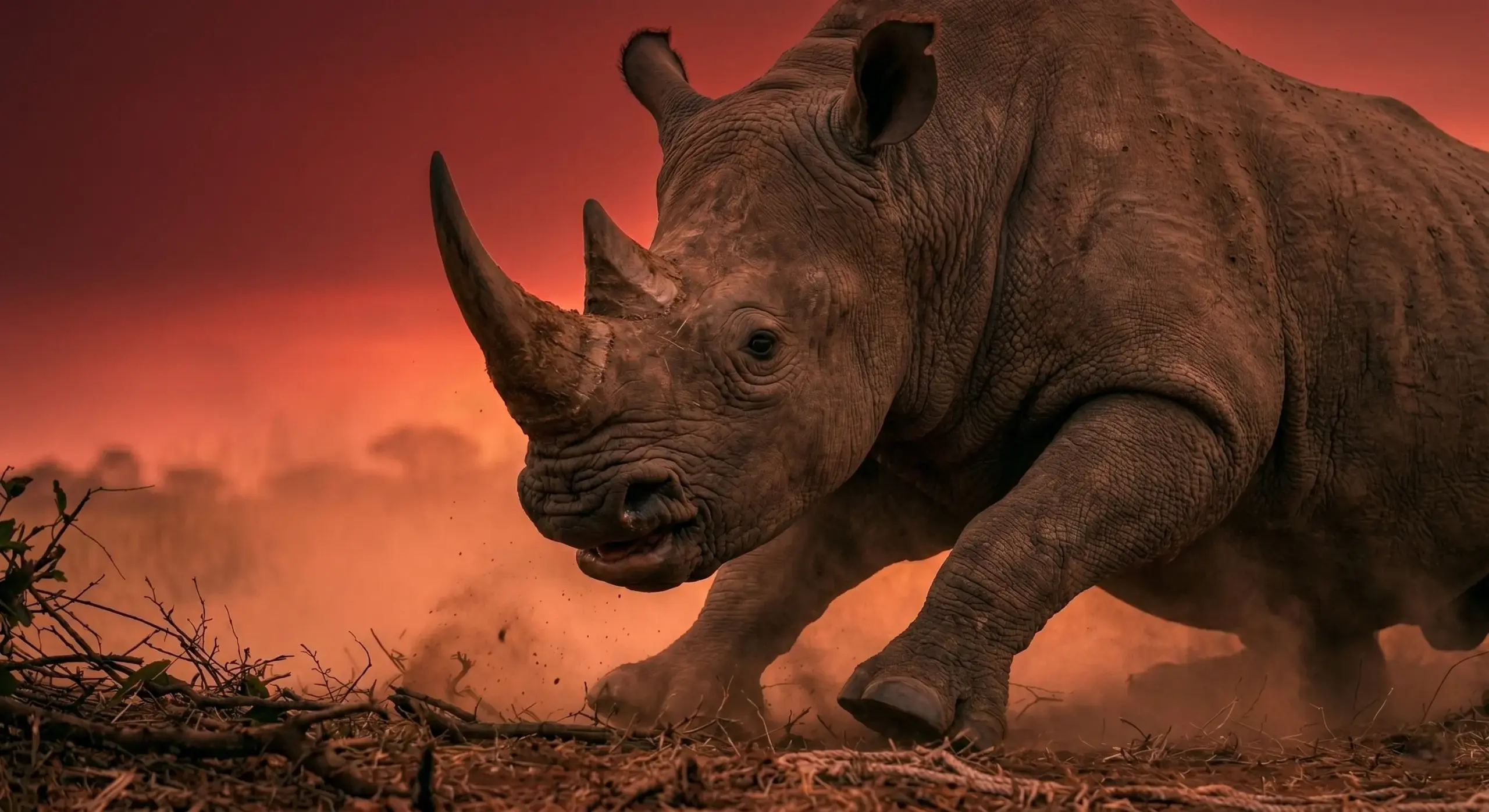 Man haast zich om baby neushoorn van de weg te redden-seconden later valt zijn hart stil