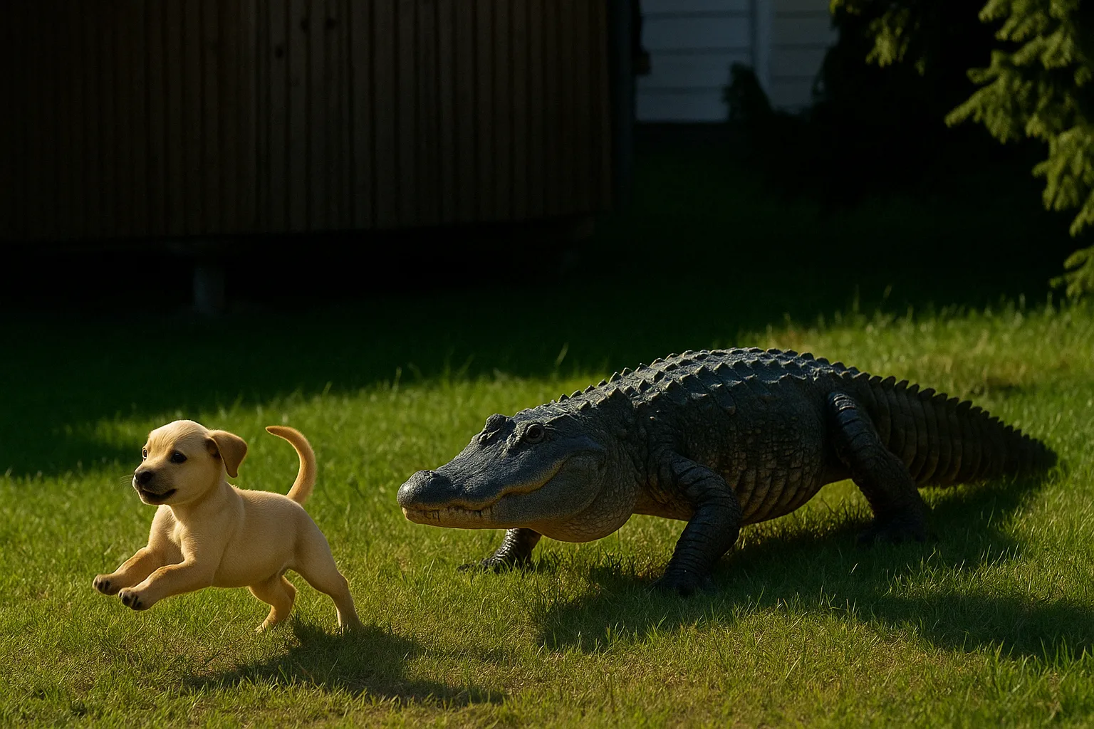 Alligator grijpt puppy uit tuin - wat de buren ontdekken zal je versteld doen staan!