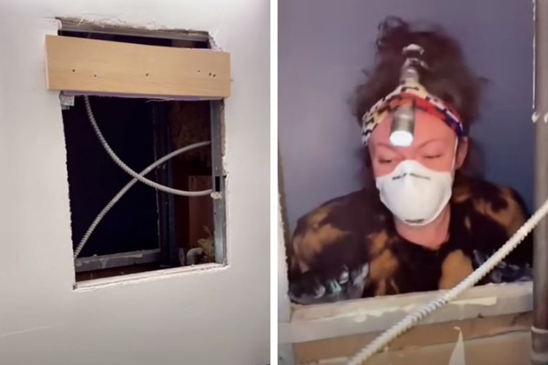 Toen deze vrouw haar badkamerspiegel van de wand haalde, onthulde ze een duister geheim