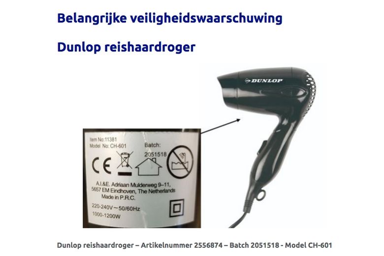 action terugroep veiligheidswaarschuwing