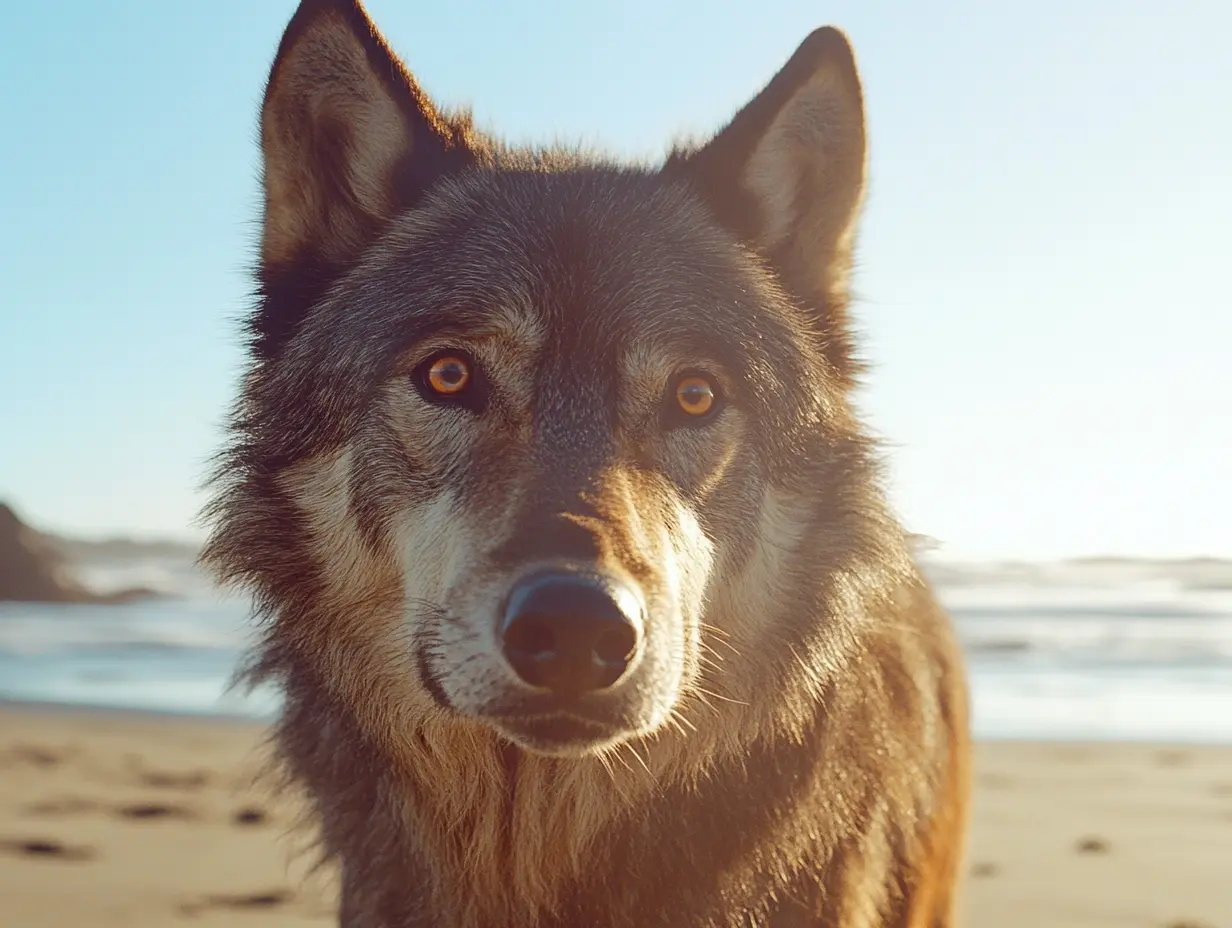 Vrouw volgt wolf de zee in nadat hij haar op het strand benaderd heeft - wat ze aantrof brak haar hart