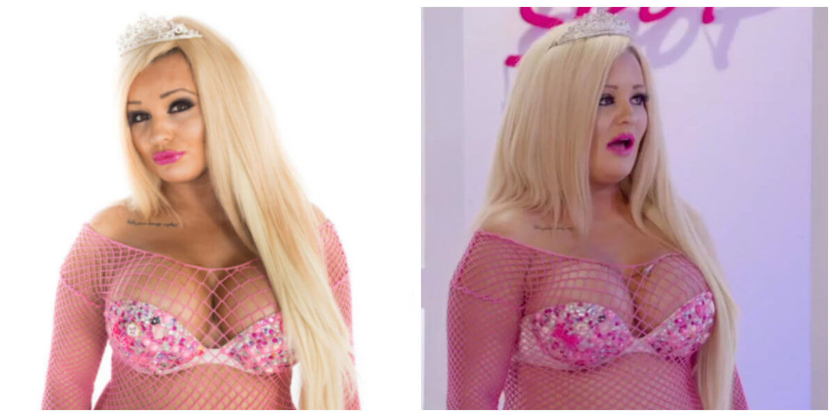Je gelooft nooit hoe deze make-upverslaafde 'nep-Barbie' er uitziet zónder alle plamuur