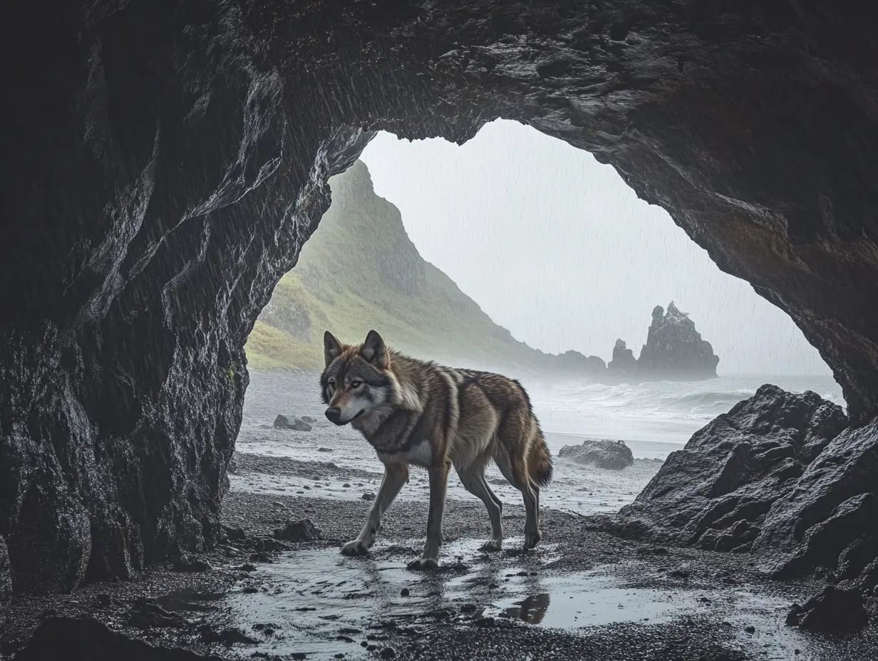 Vrouw volgt wolf de zee in nadat hij haar op het strand benaderd heeft - wat ze aantrof brak haar hart
