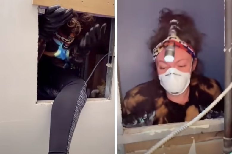Toen deze vrouw haar badkamerspiegel van de wand haalde, onthulde ze een duister geheim