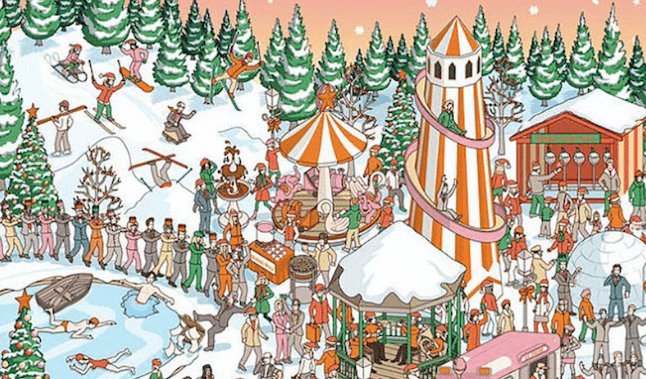 Kan JIJ de kerstman vinden op dit feestelijke zoekplaatje? Wij moesten wel héél erg goed kijken...