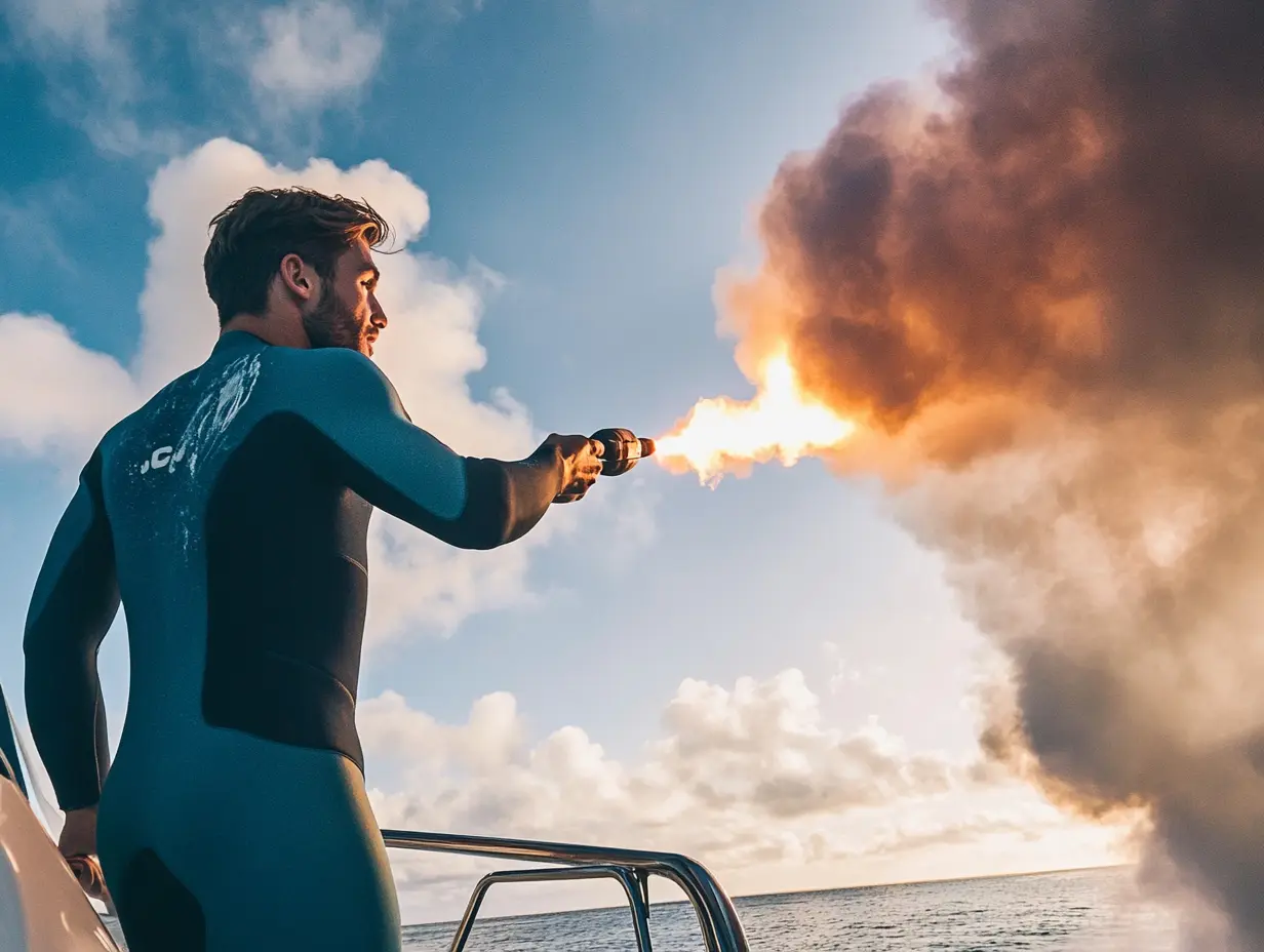 Man fotografeert zijn zwangere vrouw aan boord van een jacht - dan ziet hij iets onwerkelijks op de achtergrond.