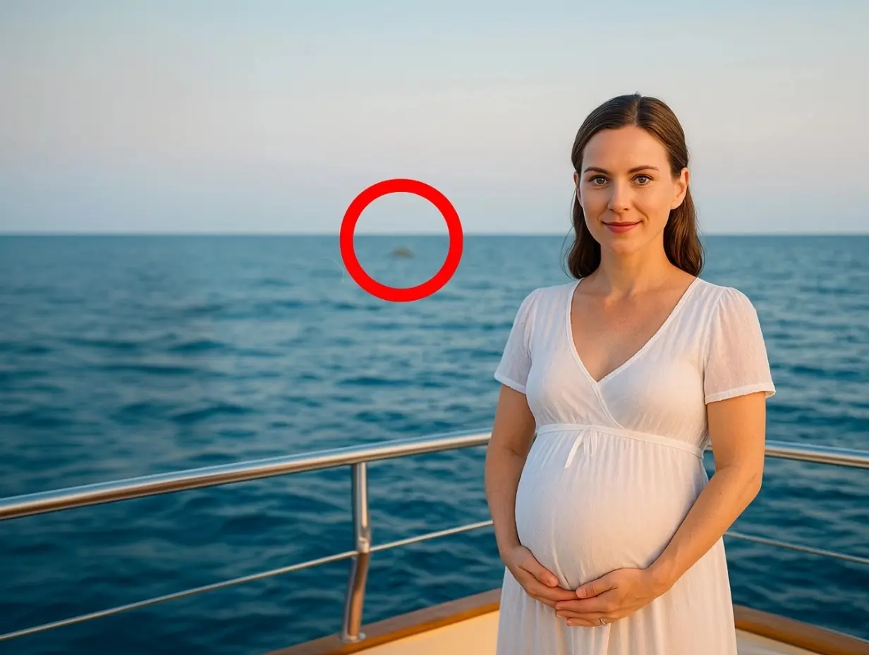 Man fotografeert zijn zwangere vrouw aan boord van een jacht - dan ziet hij iets onwerkelijks op de achtergrond.