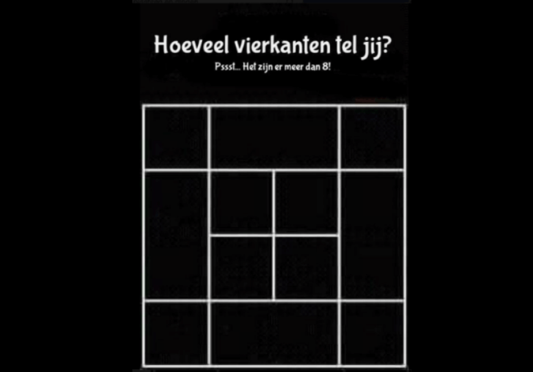 DIT is de oplossing van de 'vierkanten-puzzel'! Had jij het goede antwoord?