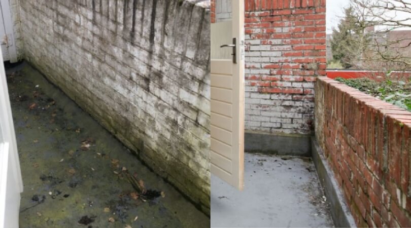 Met dit natuurlijke middeltje is groene aanslag op je balkon zo verdwenen