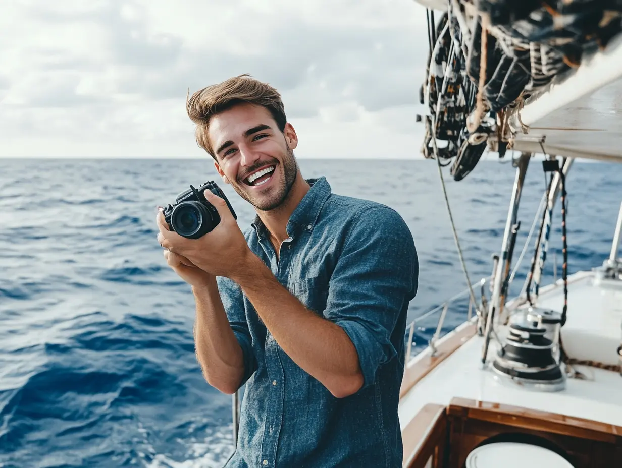 Man fotografeert zijn zwangere vrouw aan boord van een jacht - dan ziet hij iets onwerkelijks op de achtergrond.
