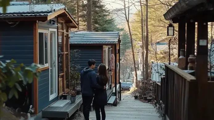 このカップルは2つの小さなサイド・バイ・サイドの家に住んでいる！