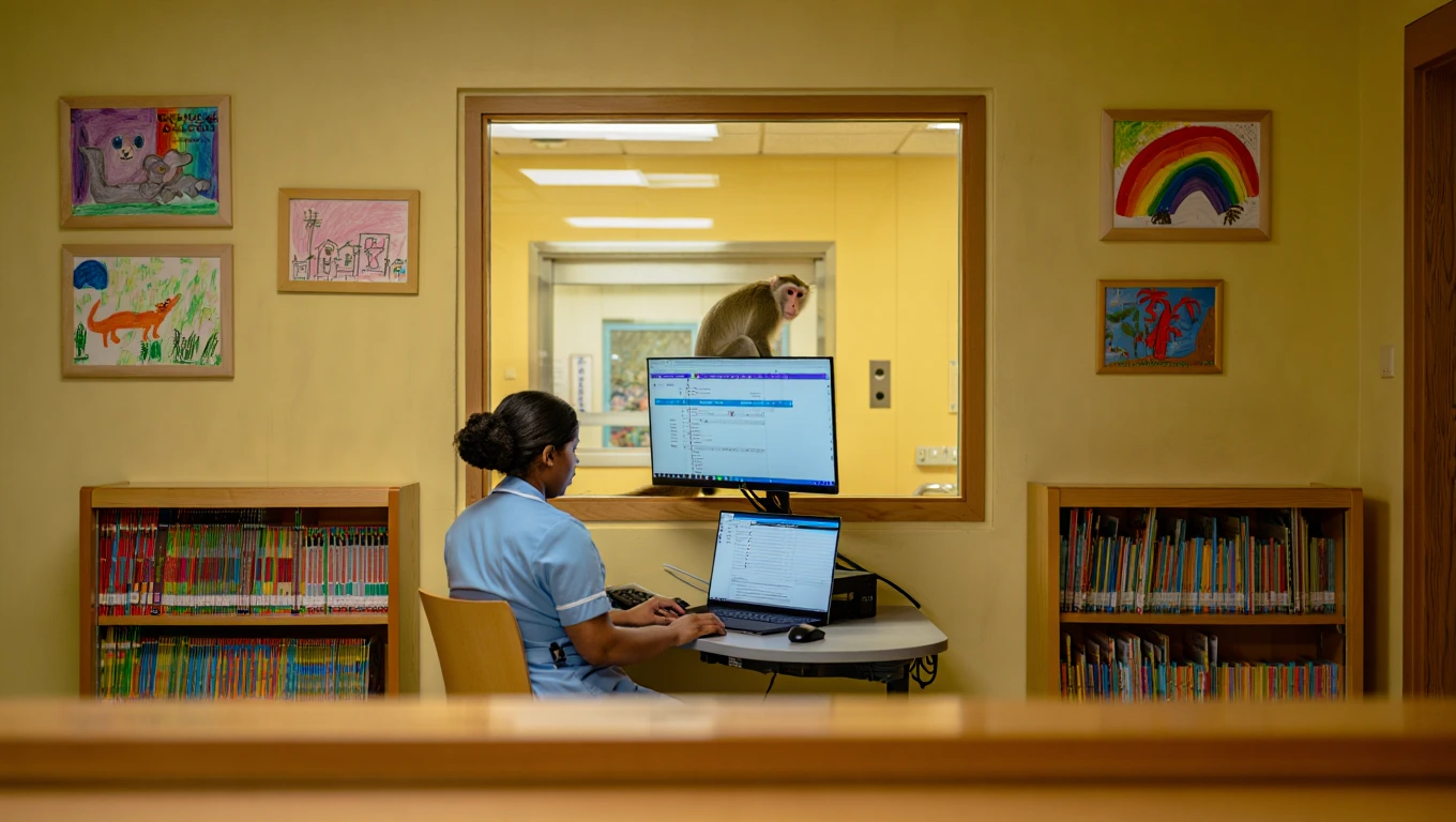 猿が毎日子どもの病院を訪れる – その理由に心が温まる