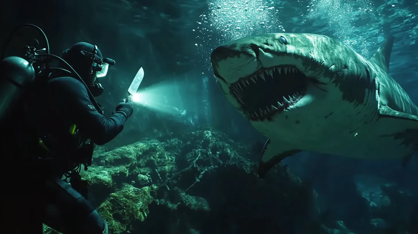 Diver Follows Giant Eel into Den After It Approaches Him Near a Sunken Ship