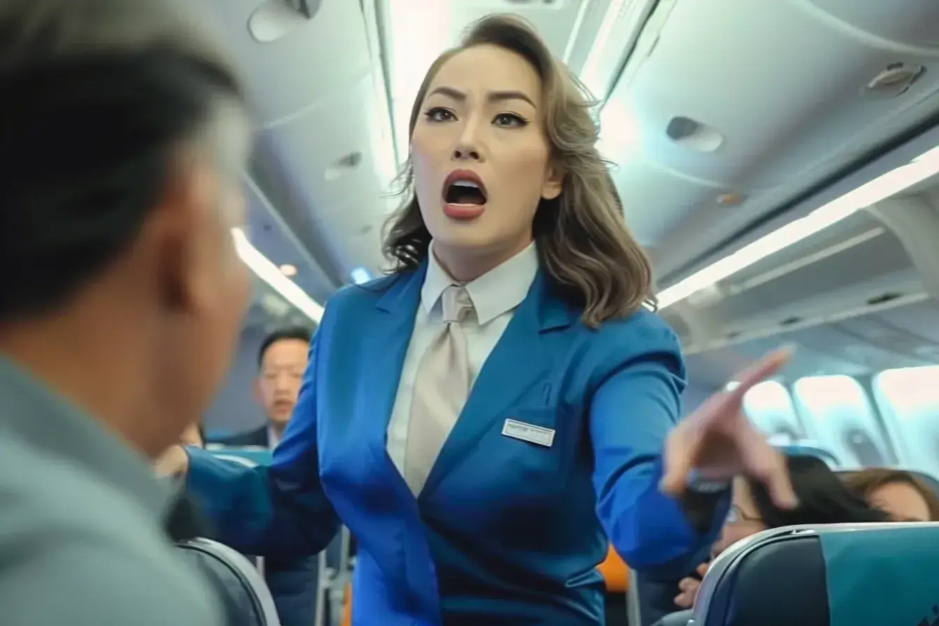 フライトアテンダントが飛行機の中で夫を見た後、奇妙なことを発見する