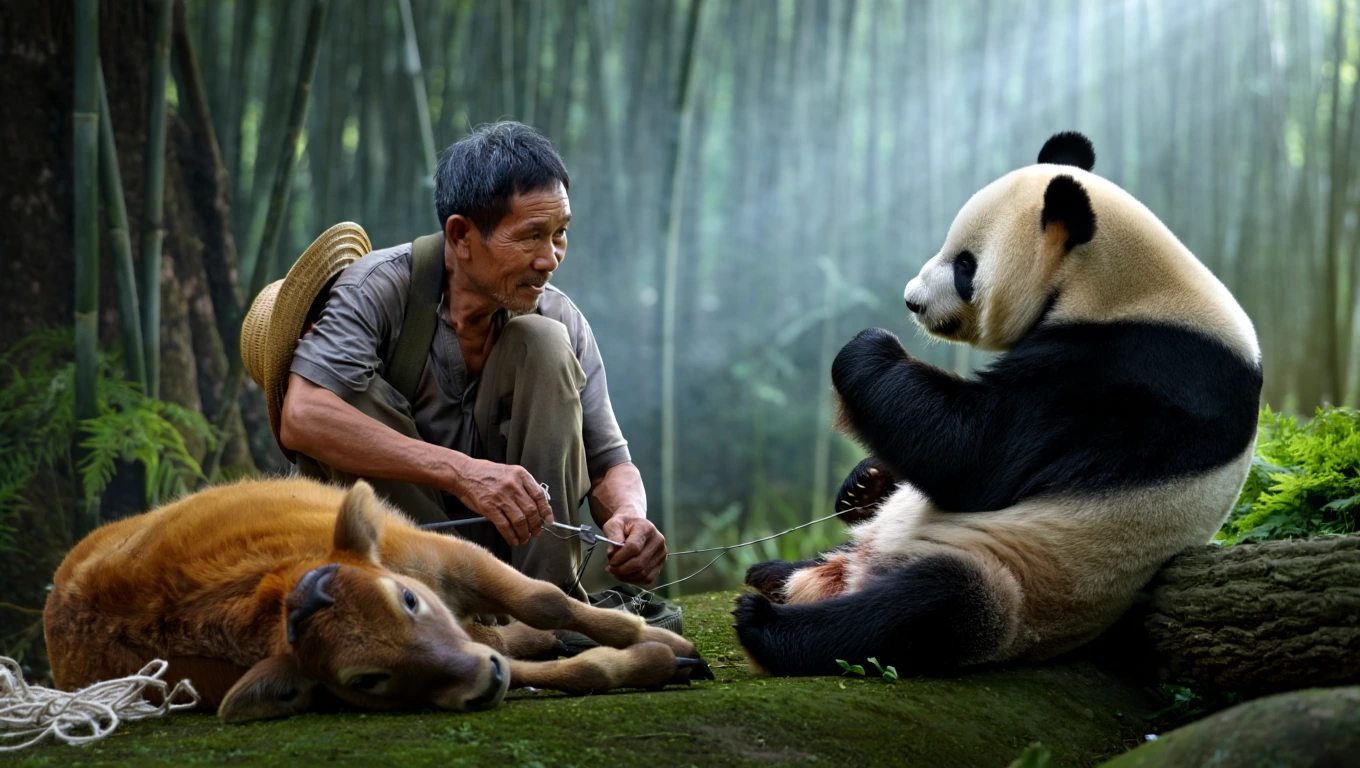 Panda Knocks on Farmer’s Door – He Follows It Into the Forest and Finds Something Unbelievable