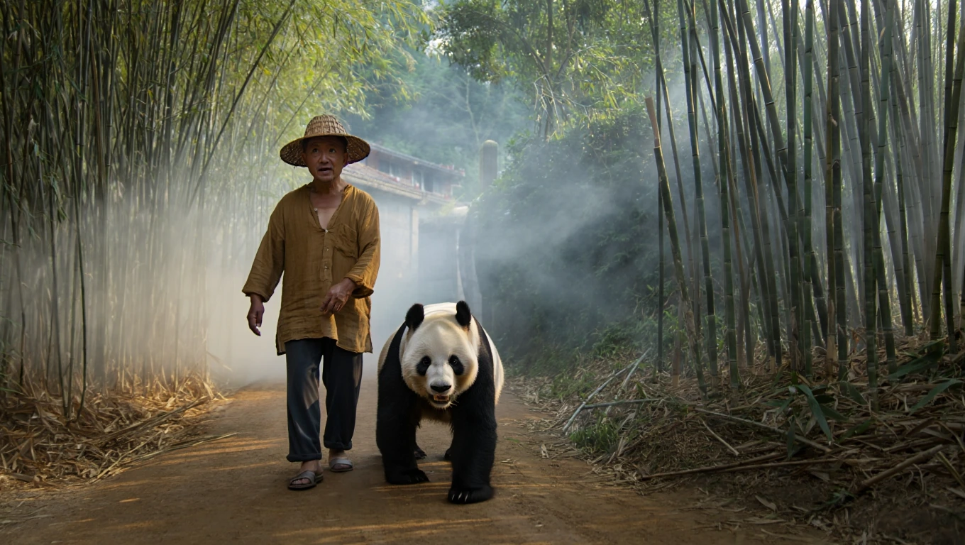 Panda Knocks on Farmer’s Door – He Follows It Into the Forest and Finds Something Unbelievable