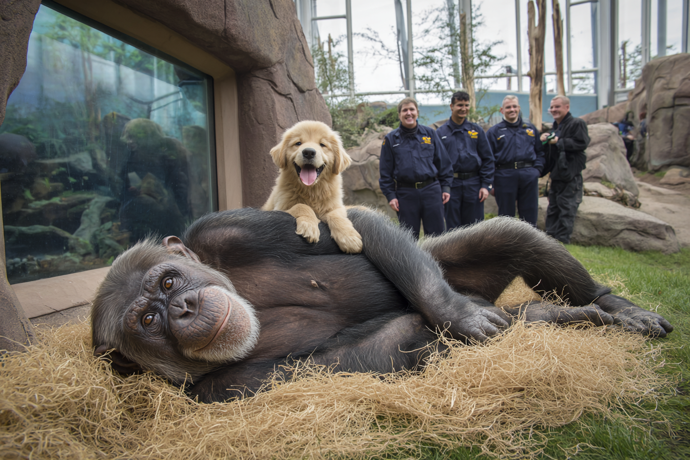 Puppy Slips Into Chimp Enclosure – What Zookeepers Witness Next Is Astonishing!