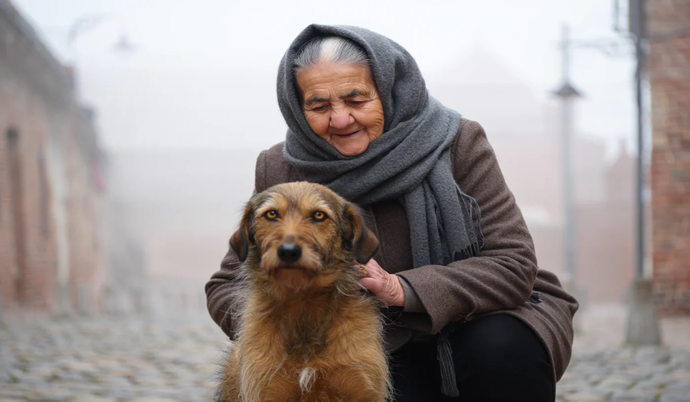 Elderly Woman Falls in Fog – What a Stray Dog Does Next Will Blow Your Mind!