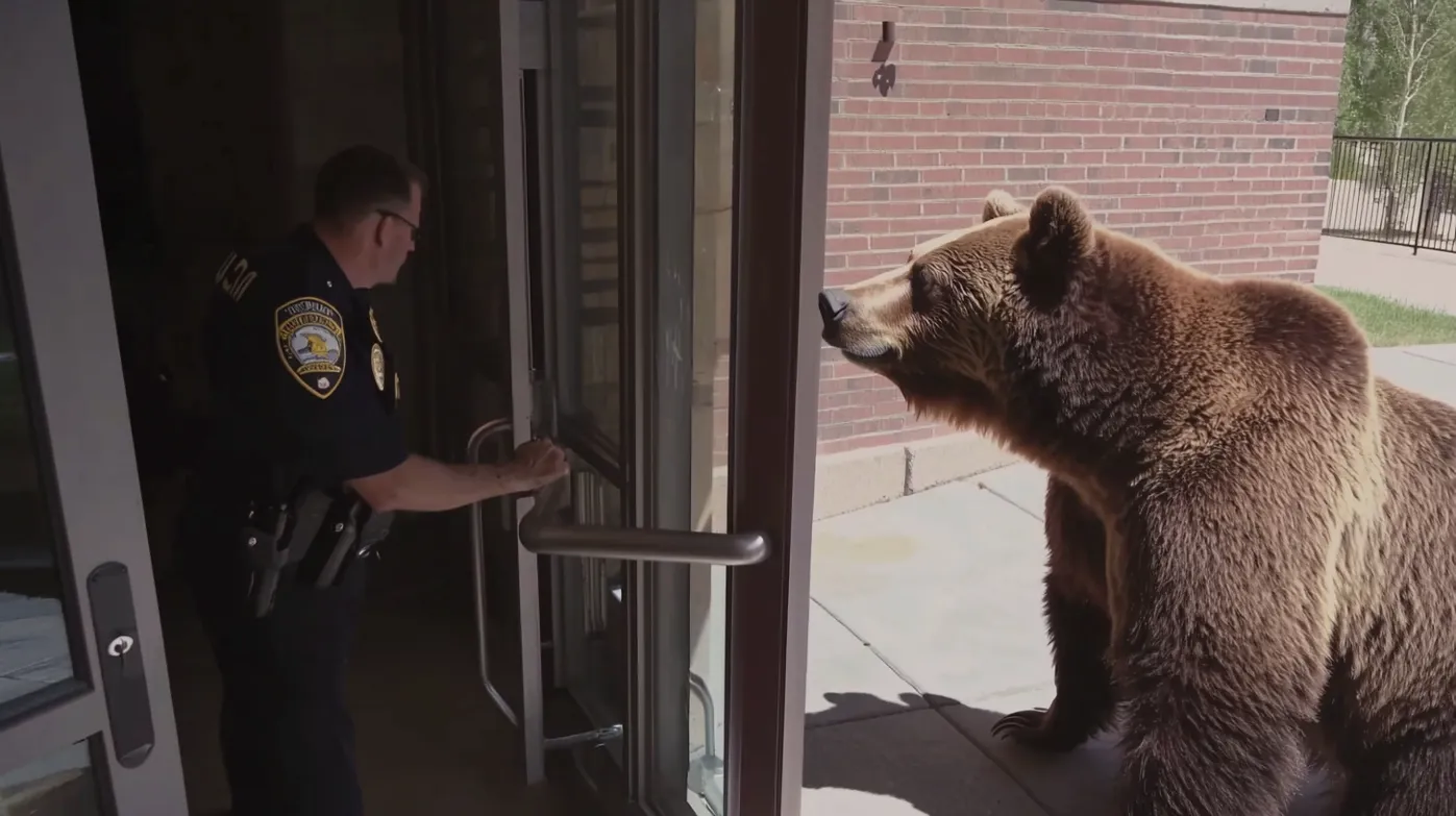 Bear Invades Police Station – What It Leaves Behind Leaves Officers Stunned!
