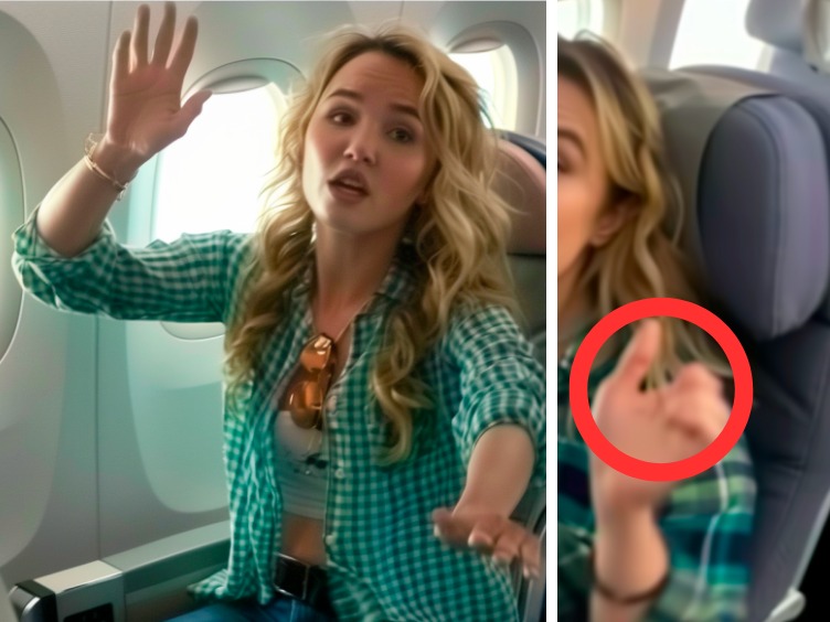 Una joven sigue haciendo señales con las manos en un avión; cuando la azafata se da cuenta del motivo, alerta a las autoridades