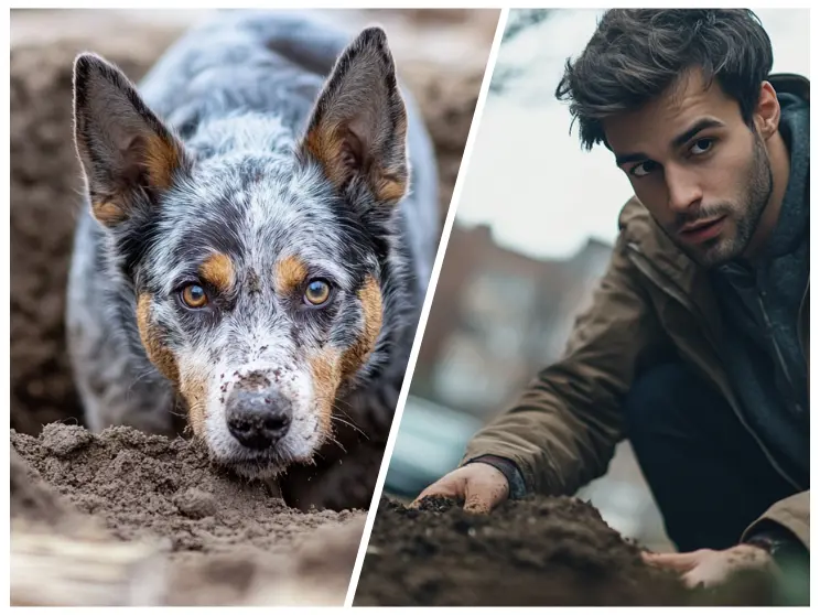Un perro cava un enorme agujero durante 11 horas seguidas y lo que descubre deja a todo el mundo en silencio