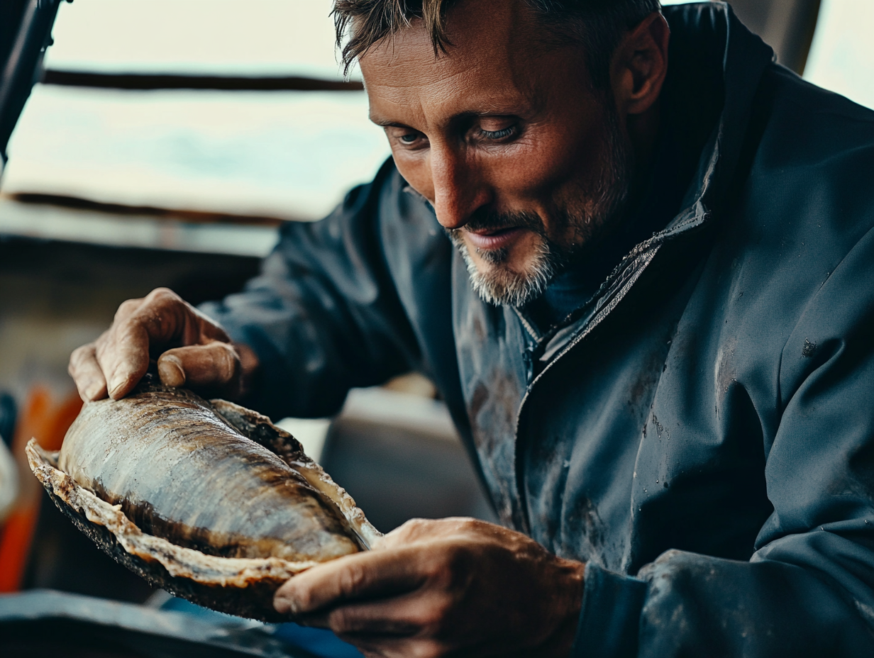 Un pescador creía haber encontrado una almeja enorme, pero palidece al mirar dentro